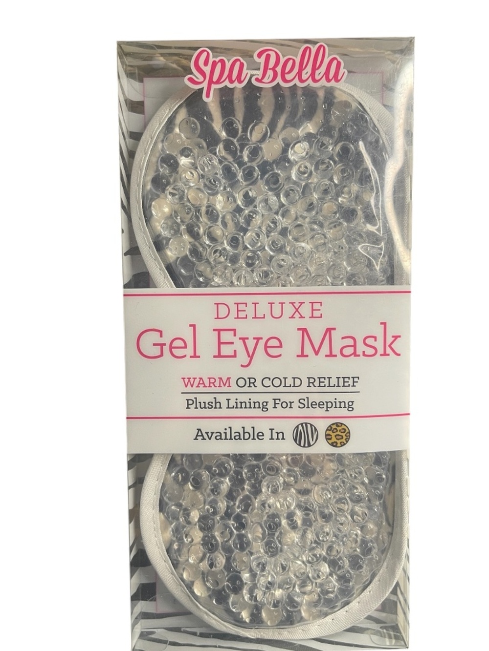 Spa Bella Deluxe GEL EYE MASK Warm or Cold Relief - Migraine Headaches - Zebra